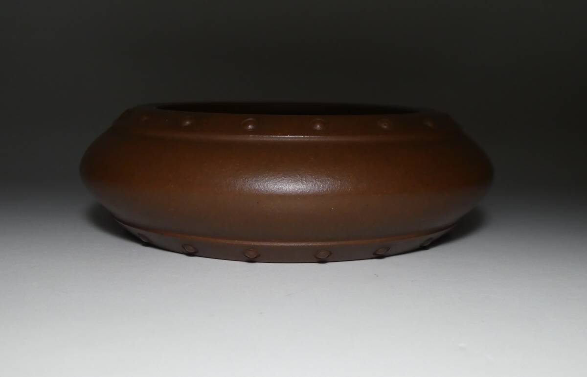 正規品，得価 ▽中国宜興 朱泥鋲打丸鉢 11.8×3.5