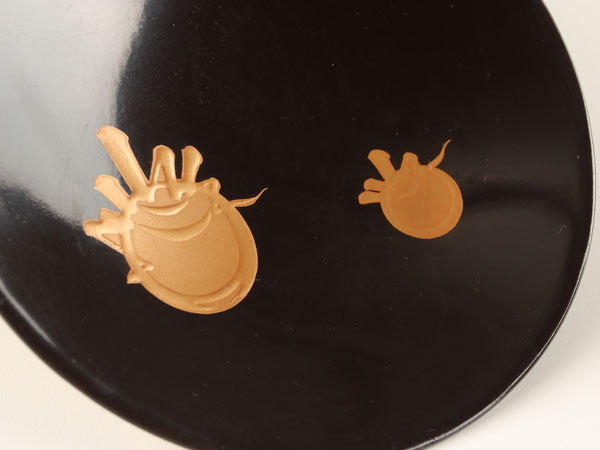 黒塗 茶懐石道具 木製輪島塗 箱付 5客 鶴に紅葉蒔絵 懐石