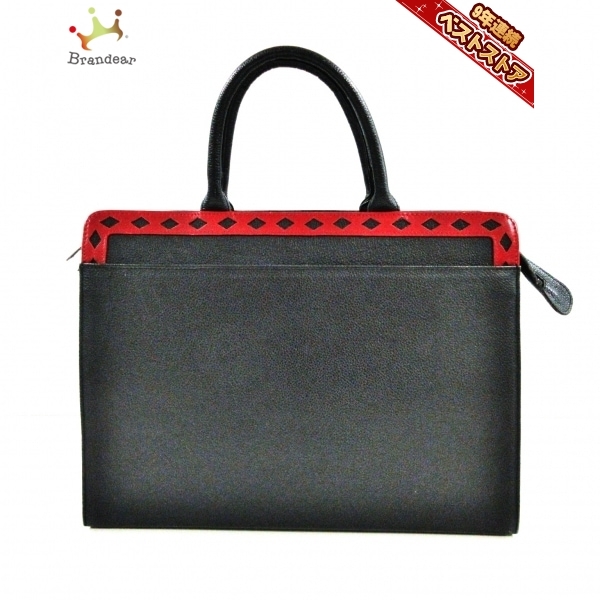 イヴサンローラン YvesSaintLaurent ハンドバッグ - レザー 黒×レッド 