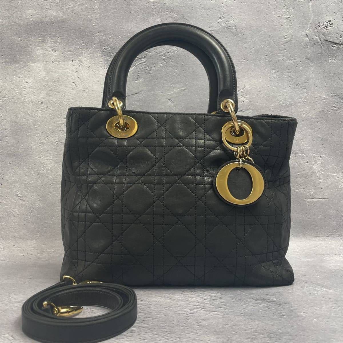 DIOR ミスディオール レザー 2way チェーン ショルダーバッグ セカンドバッグ ブラック (204309