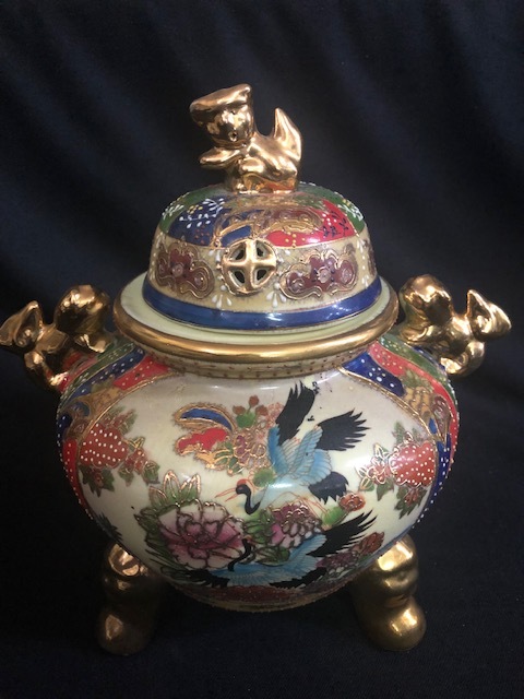 香炉 陶器製 鶴と花のデザイン - メルカリ -薩摩焼香炉(日本の陶磁)の