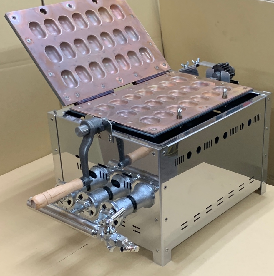 中古美品◇ 銅製ベビーカステラ機 ガス式 21穴 業務用ベビーカステラ器