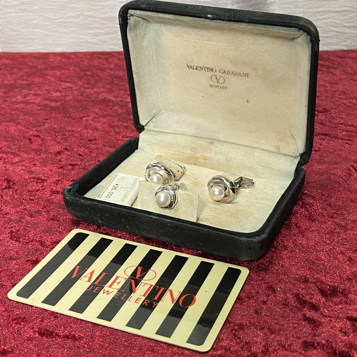 未使用 VALENTINO ヴァレンティノ パール 真珠 カフス ピンブローチ セット