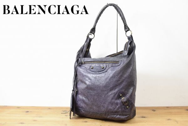 激安大特価，100%新品 SS A1014 高級 名作 BALENCIAGA バレンシアガ ワンショルダー ショルダー ボディーバッグ トート ハンド レザー 金具 アッシュパープル(かばん、バッグ)｜売買されたオークション情報、yahooの商品 かばん、バッグ