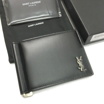 新品 Saint Laurent ロゴ マネークリップ ウォレット 財布 サン