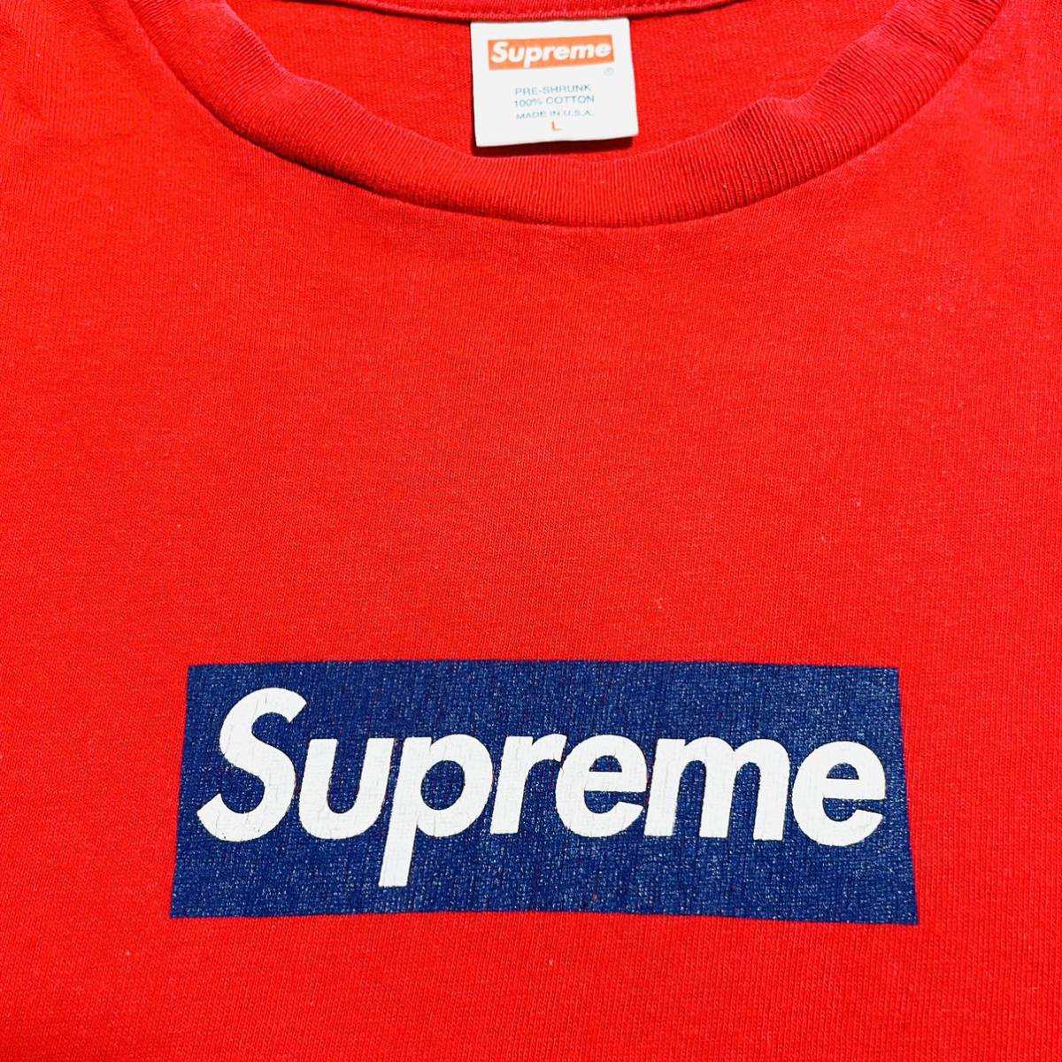 激レア Supreme Box Logo Tee Red Navy L 2005年 赤 紺 ボックスロゴ