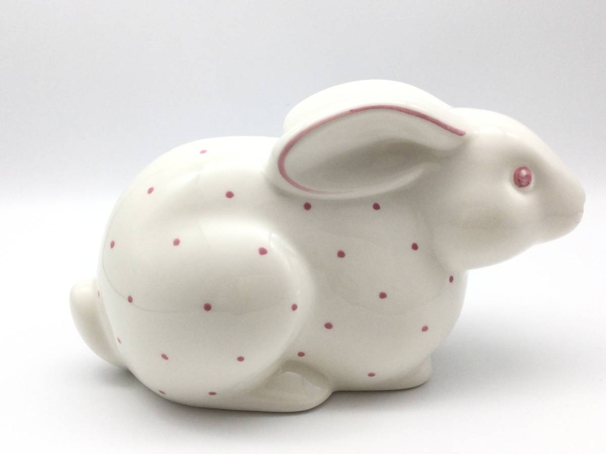 4101】ティファニー うさぎ貯金箱 ピンクウサギ 陶器 セラミック