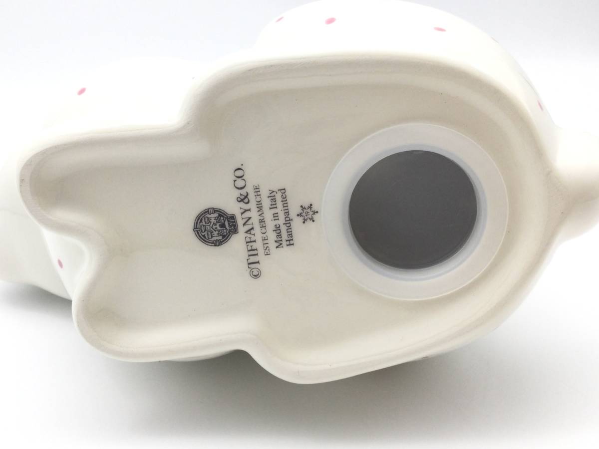 4101】ティファニー うさぎ貯金箱 ピンクウサギ 陶器 セラミック