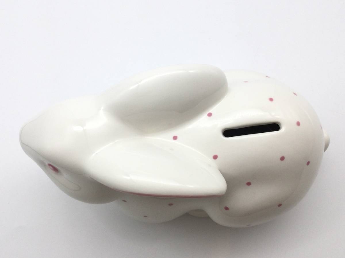 4101】ティファニー うさぎ貯金箱 ピンクウサギ 陶器 セラミック