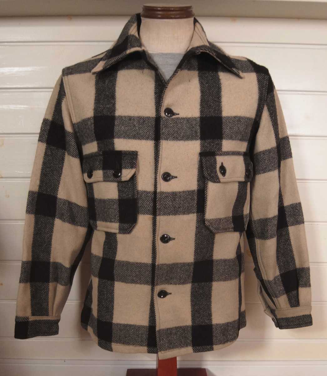 40s 50s ビンテージ Chippewa FALLS Woollen MILLS 白黒 WOOL