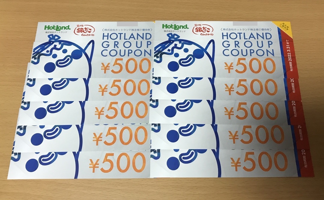 ホットランド 株主優待券 5，000円分 2022年3月31日迄