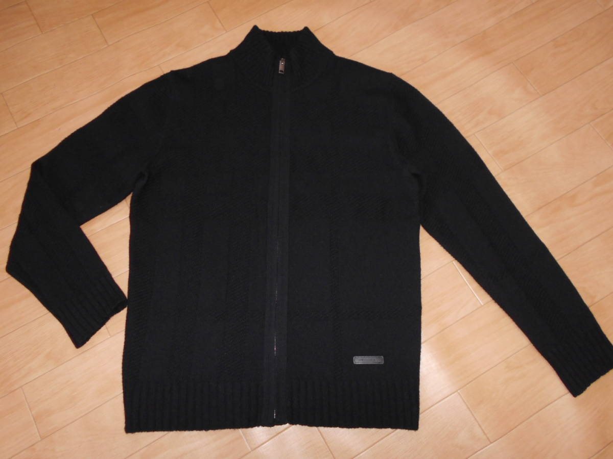 ☆バーバリー/ロンドン カシミヤ混・フルZIPハイネック ウールニット