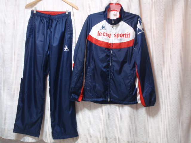 メンズOサイズ◆《ルコック/le coq sportif》◆あったか裏地/ウインドブレーカー上下セット/防寒◆1回着/美品!