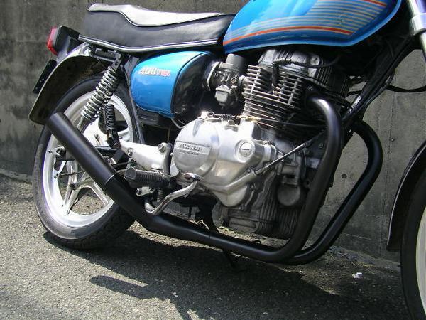 HONDA CB250T CB400T ホーク2 ショート管 70π マフラー 黒(マフラー 