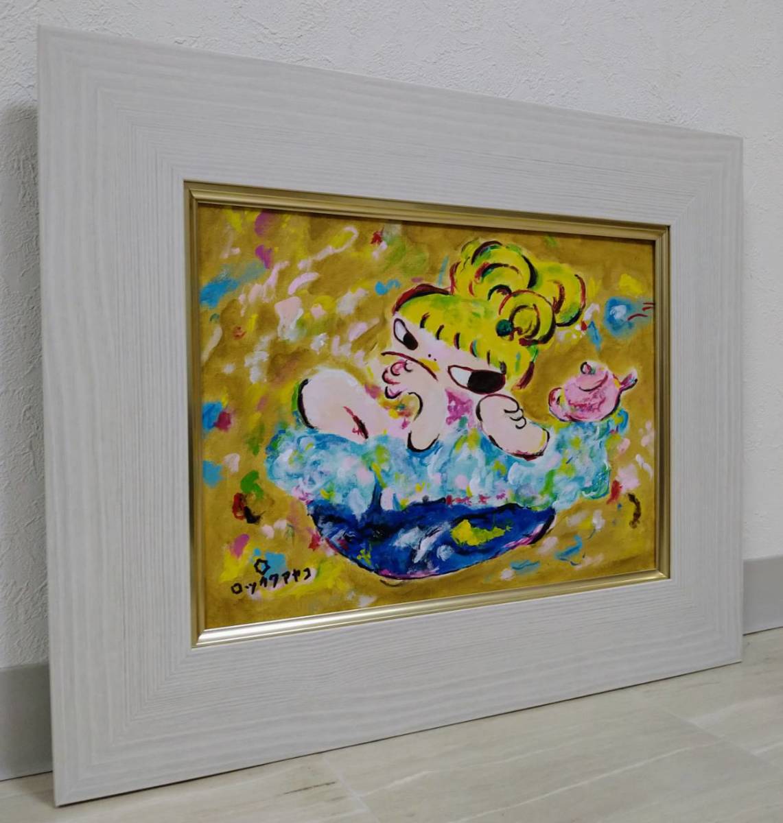 【F8号】ロッカクアヤコ　肉筆保証/手描作品/表裏サイン有/油絵/油彩/アクリル F8号］ロッカクアヤコ 肉筆保証/手描作品/表裏サイン有/油彩/アクリル