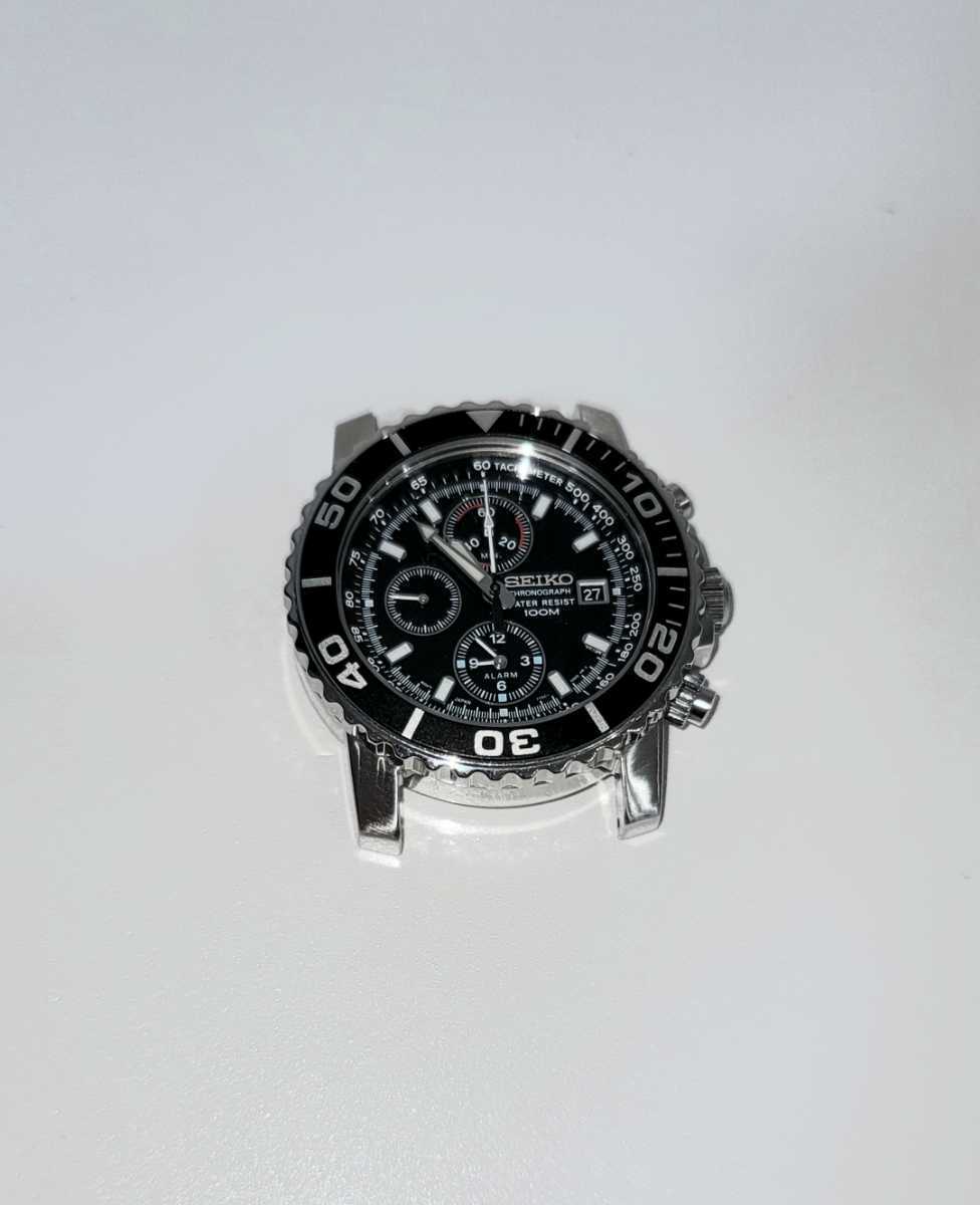 クロノグラフ 7T62-0CV0 セイコー SEIKO メンズ QZ 1円 ブラック文字盤 腕時計 ジャンク デイト 7T62 ダイバー クオー クオーツ 動作品