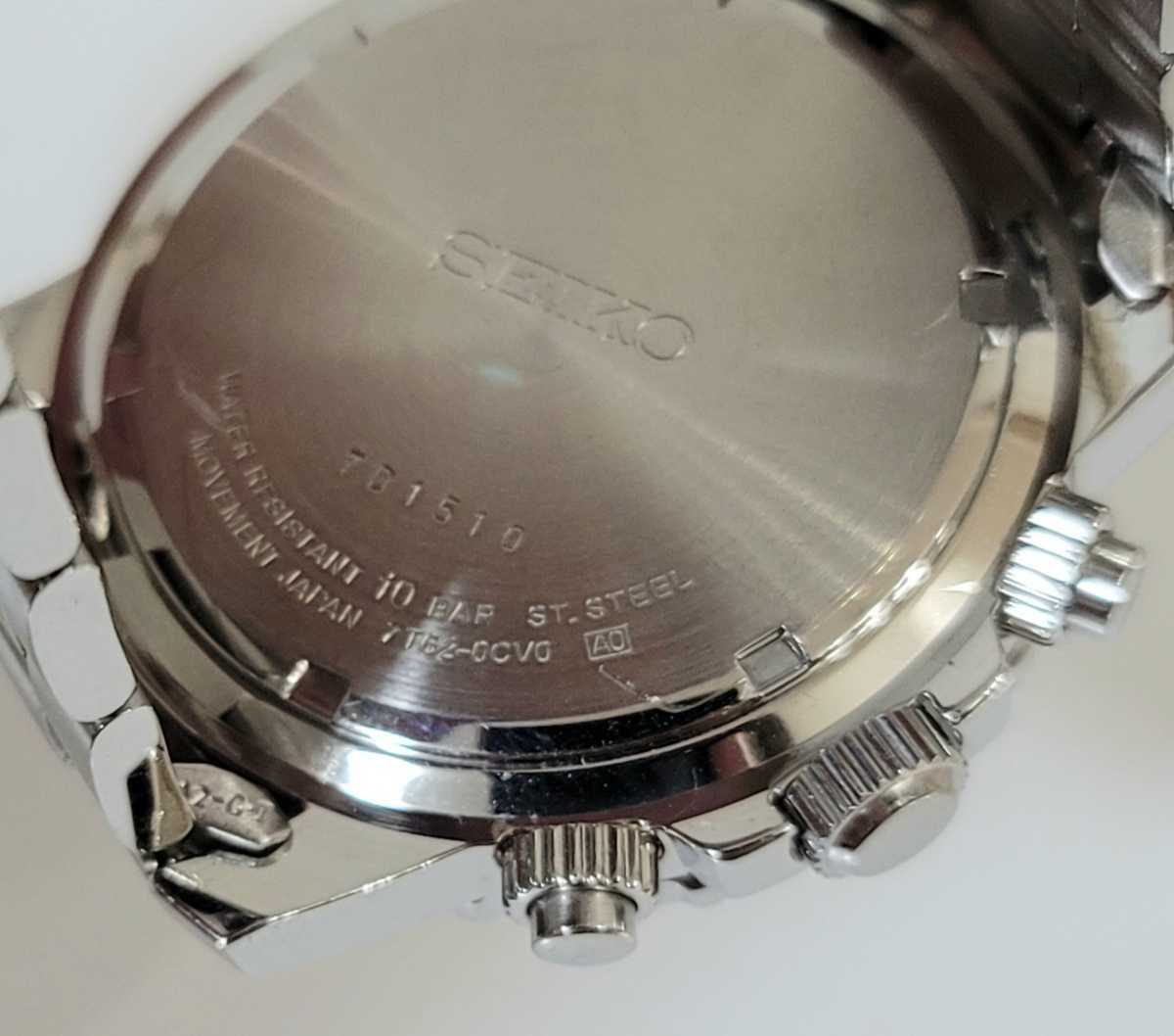 クロノグラフ 7T62-0CV0 セイコー SEIKO メンズ QZ 1円 ブラック文字盤 腕時計 ジャンク デイト 7T62 ダイバー クオー クオーツ 動作品