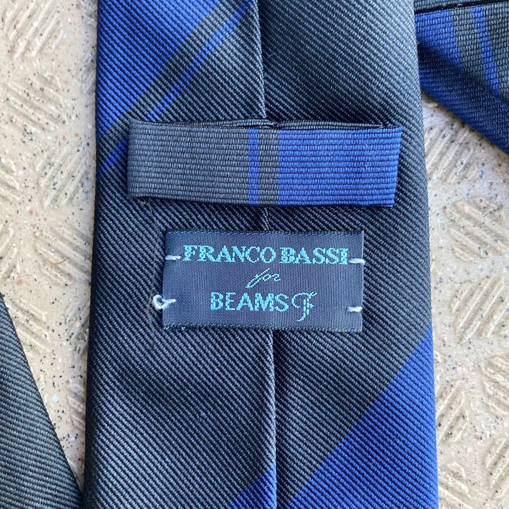 FRANCO BASSI BEAMS F ネクタイ イタリア製 ネイビー×ブラック レジ