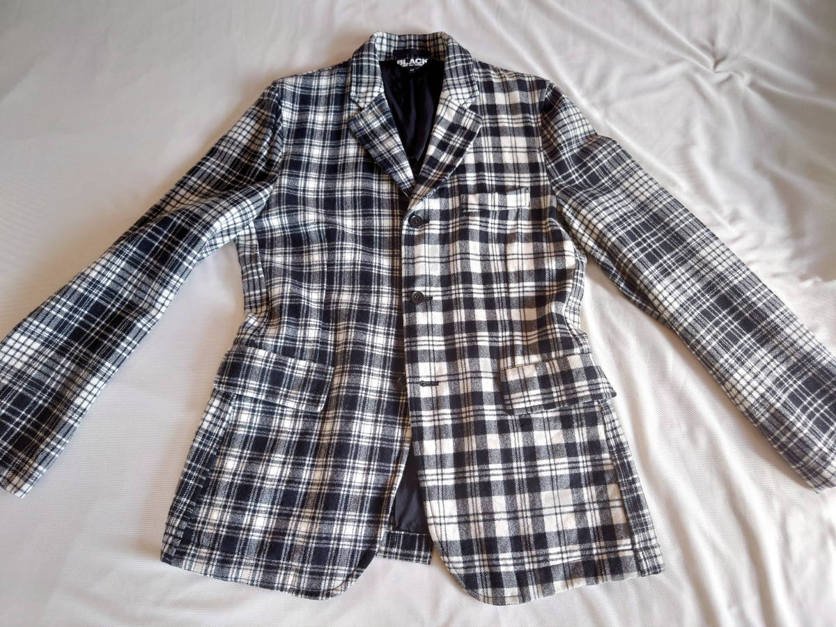  BLACK COMME des GARCONS ブラック コム デ ギャルソン ウール3Bジャケット Sise M(テーラードジャケット、ブレザー)｜売買されたオークション情報、yahooの商品情報をアーカイブ公開 - オークファン 男性用