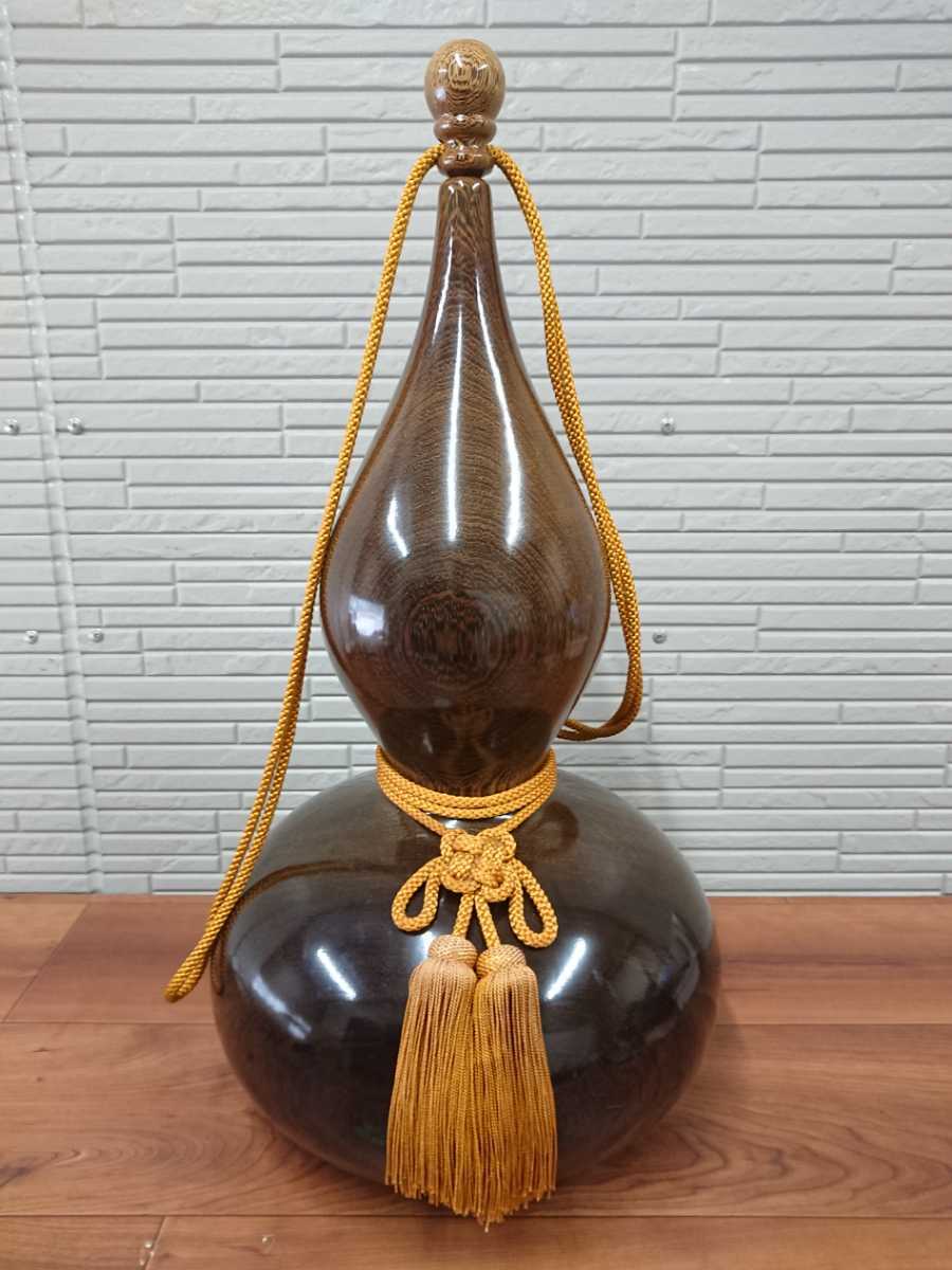 c1732 ひょうたん 特大 鉄刀木 タガヤサン 瓢箪 置物 縁起物 高