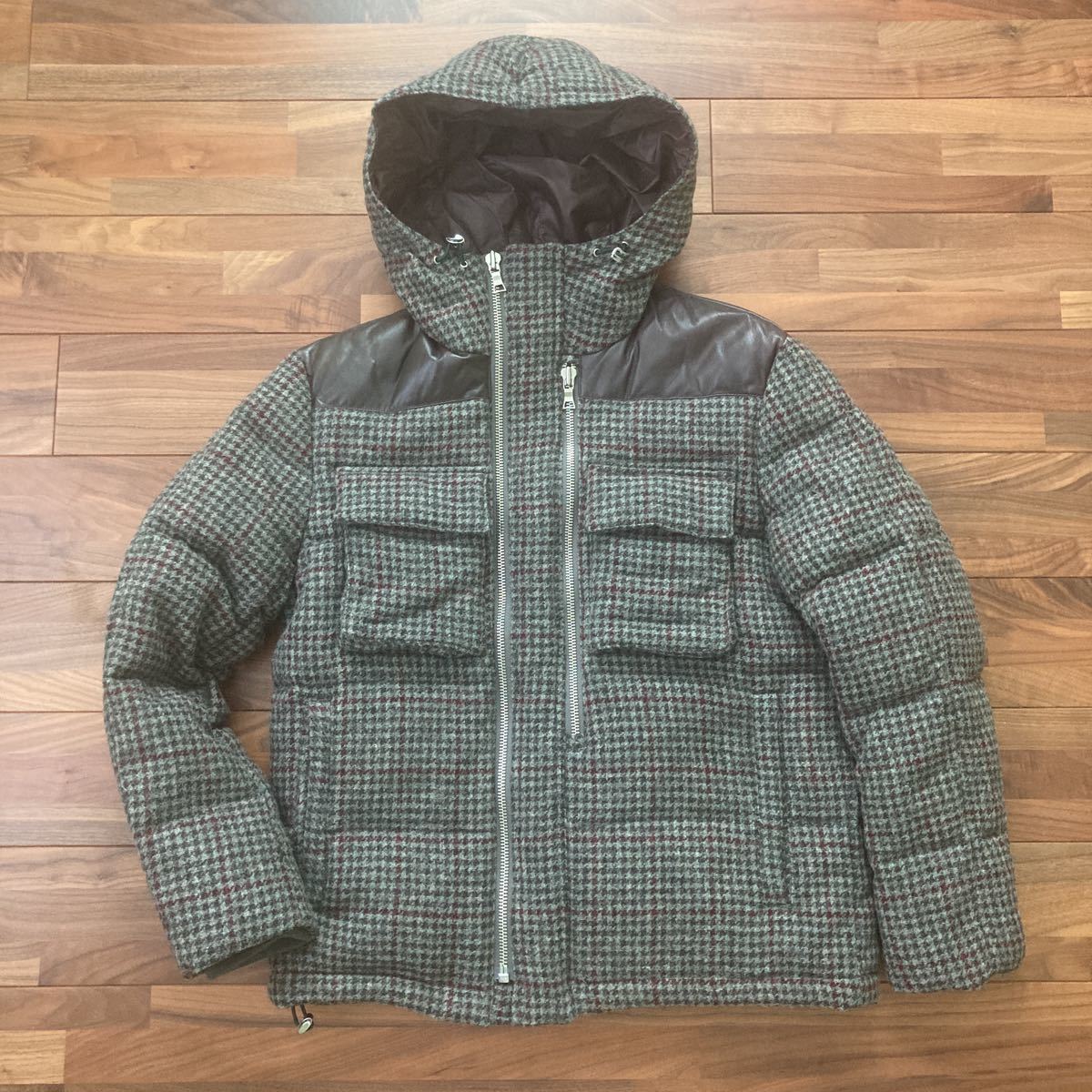 美品/坂口健太郎着用/Paul Smithポールスミス/ムーンツイード×羊革ダウンジャケット/メンズＭ/フランス産最高級ダウン使用/カナダグース