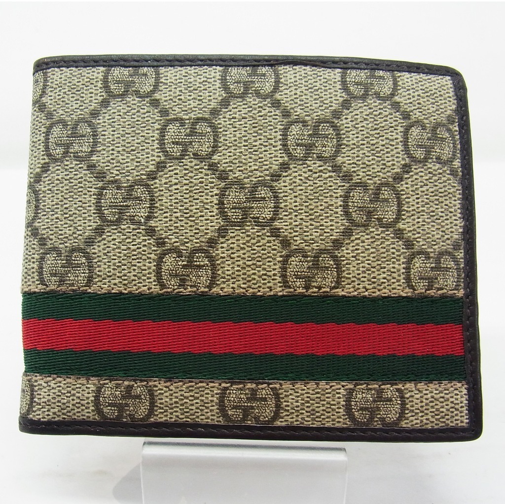 □GUCCI/グッチ□二つ折り財布 GG柄 PVCレザー シェリーライン 365493
