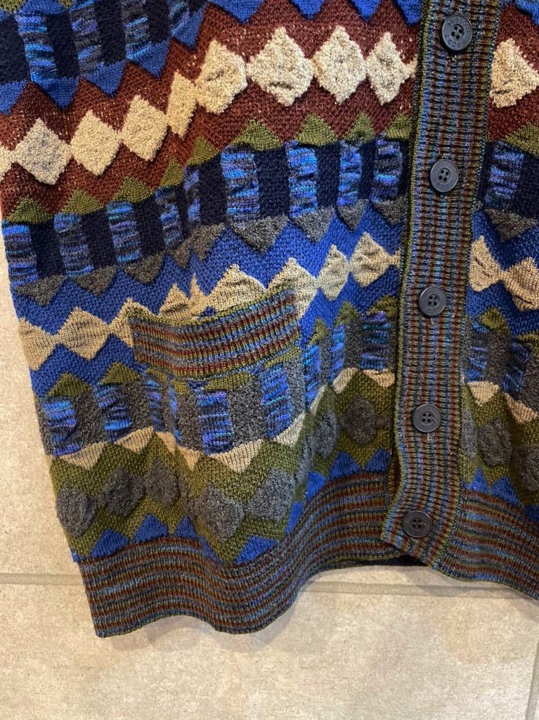 大人気！ イタリア製 MISSONI ミッソーニ ニットベスト カーディガン 52サイズ メンズ 美品 ミッソーニ MISSONI イタリア製 ミッソーニ｜マルチカラーボーダー柄 70%OFF オレンジタグ