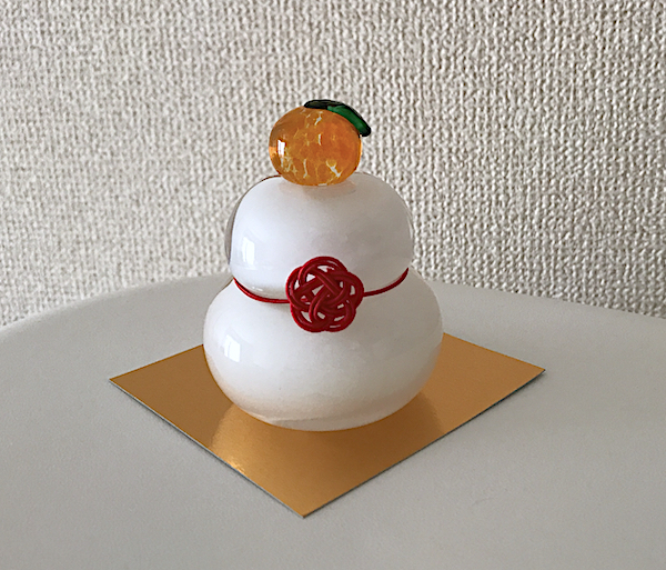 ガラスの鏡もち 梅結水引付き ☆ 工房 CRAFTHOUSE ガラス職人 手作り