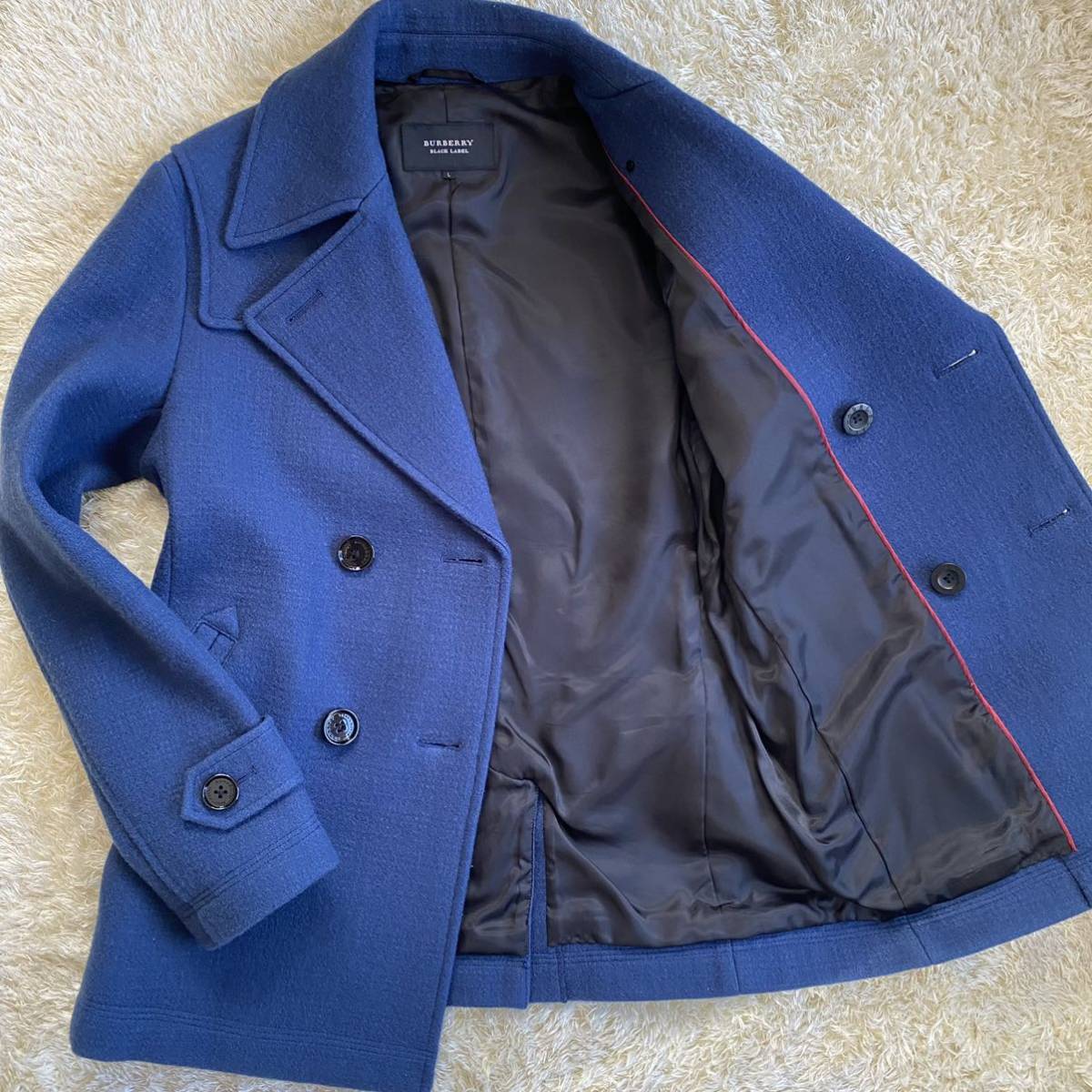 ★BURBERRY BLACK LABEL 上質ウール ピーコート ブルー A『最高級の存在感』 BURBERRY BLACK LABEL バーバリーブラック