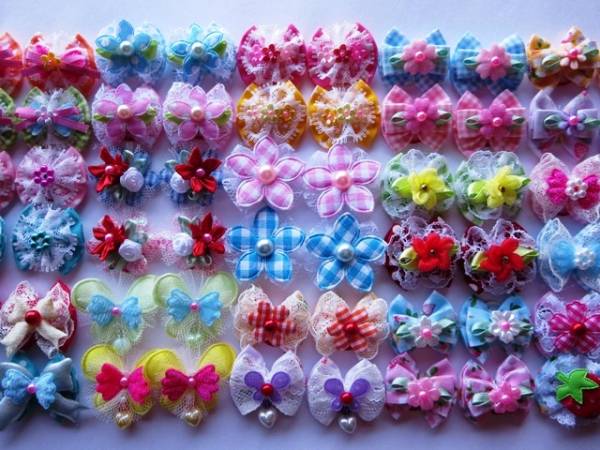 送料込　ハンドメイド　ワンちゃんリボン　６０個_1