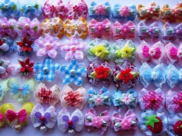 送料込　ハンドメイド　ワンちゃんリボン　６０個_2