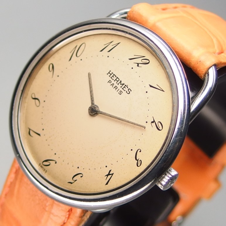 Hermes エルメス arceau アルソー SSxレザー クォーツ アラビアン 