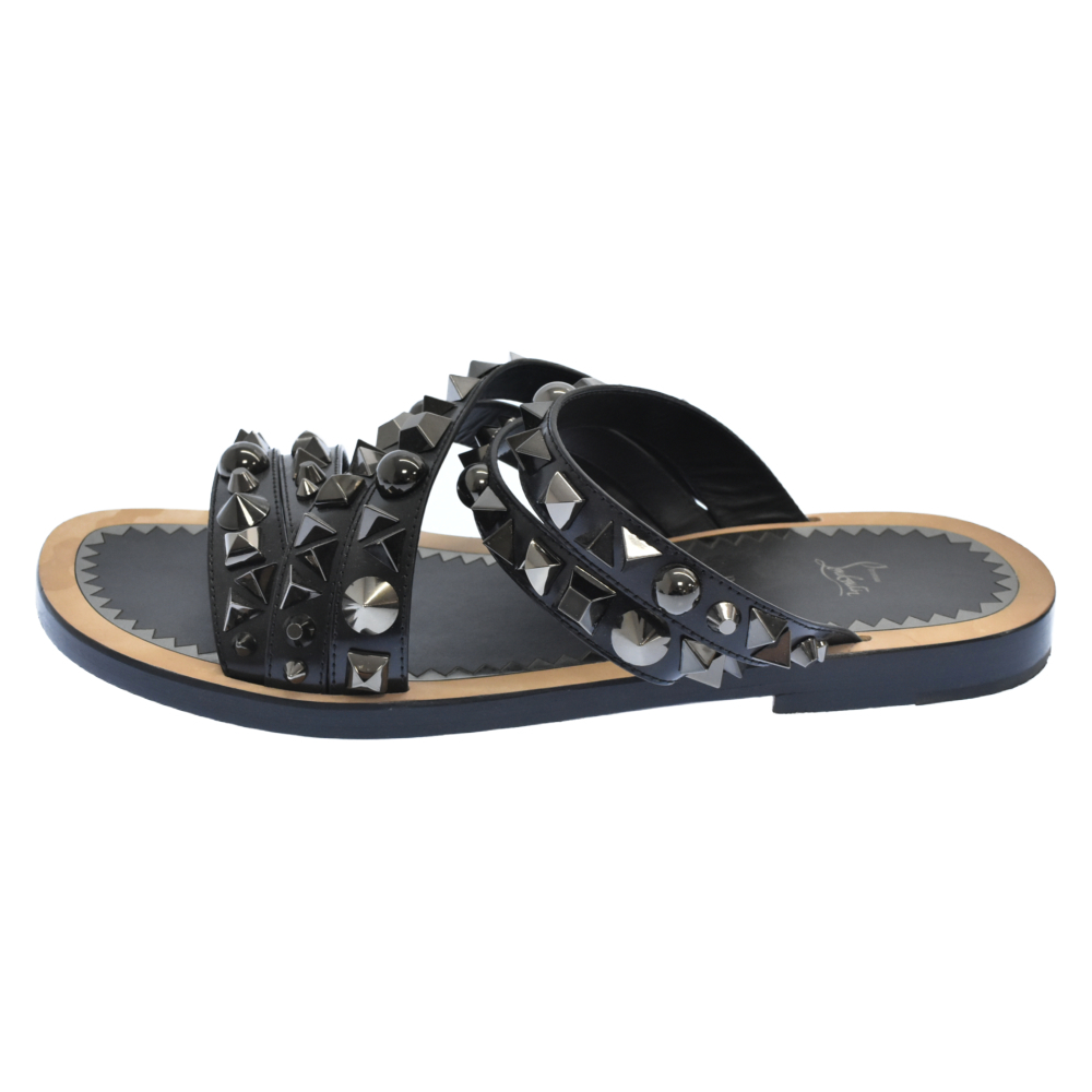 Christian Louboutin スタッズサンダル ブラック 中古・古着通販】Christian Louboutin (クリスチャン・ルブタン