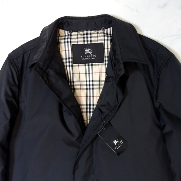 バーバリーブラックレーベル FUR難 ダウンステンカラーコート 黒 size