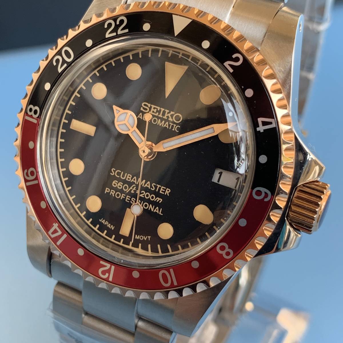 SEIKO MOD NH35 ローズゴールドベゼル ビンテージタイプ カスタム 