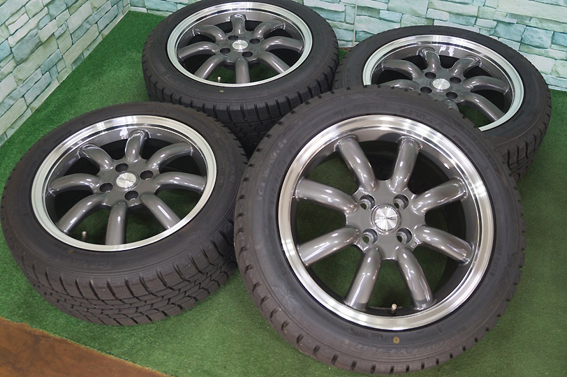 希少★ EuroDesign 7J+38 4H100 ★90~98%山★2019年★ 冬 Goodyear IceNavi6 205/50R16 ロードスター ND系 等に ☆★☆ホイール☆★☆
