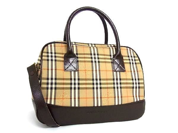 バーバリー ノバチェック 1円 BURBERRY キャンバス×レザー キャンバス