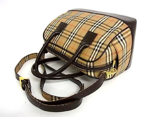 バーバリー ノバチェック 1円 BURBERRY キャンバス×レザー キャンバス