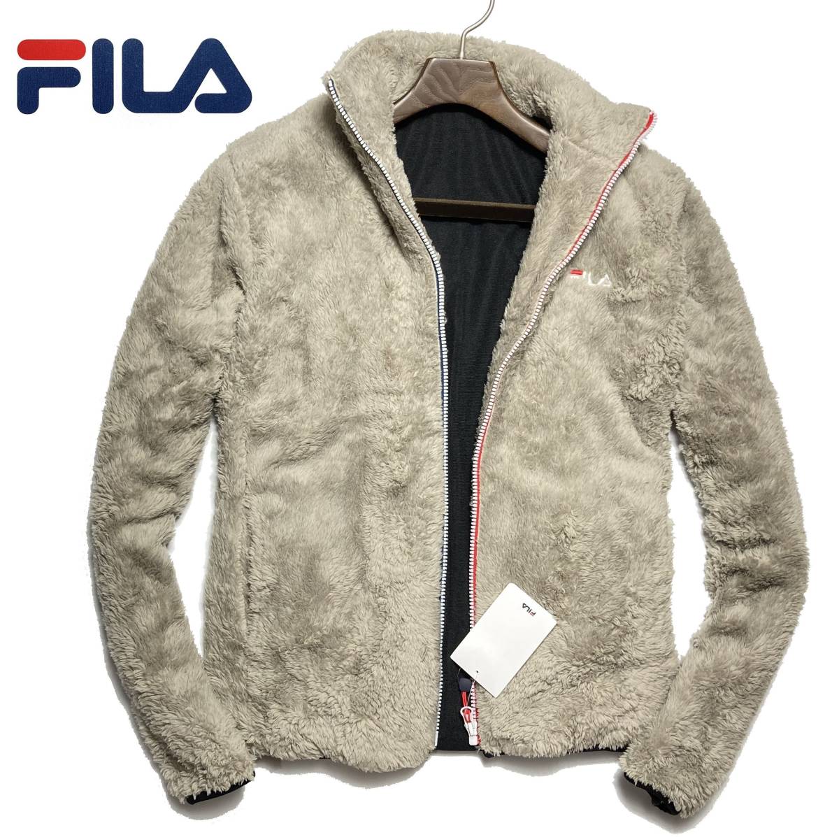 53651 新品▼ フィラ　アルミプリント　ＦＩＬＡ　トリコロールＺＩＰ　ボア素材　ジップブルゾン(L)