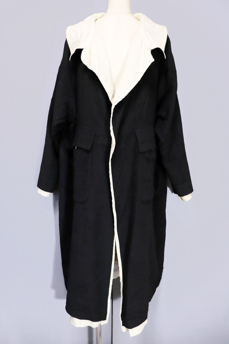 Y’s リバーシブル ロングコート ☆訳有美品☆Y'sワイズ/ヨウジヤマモト/リバーシブルロングコート：1/黒×