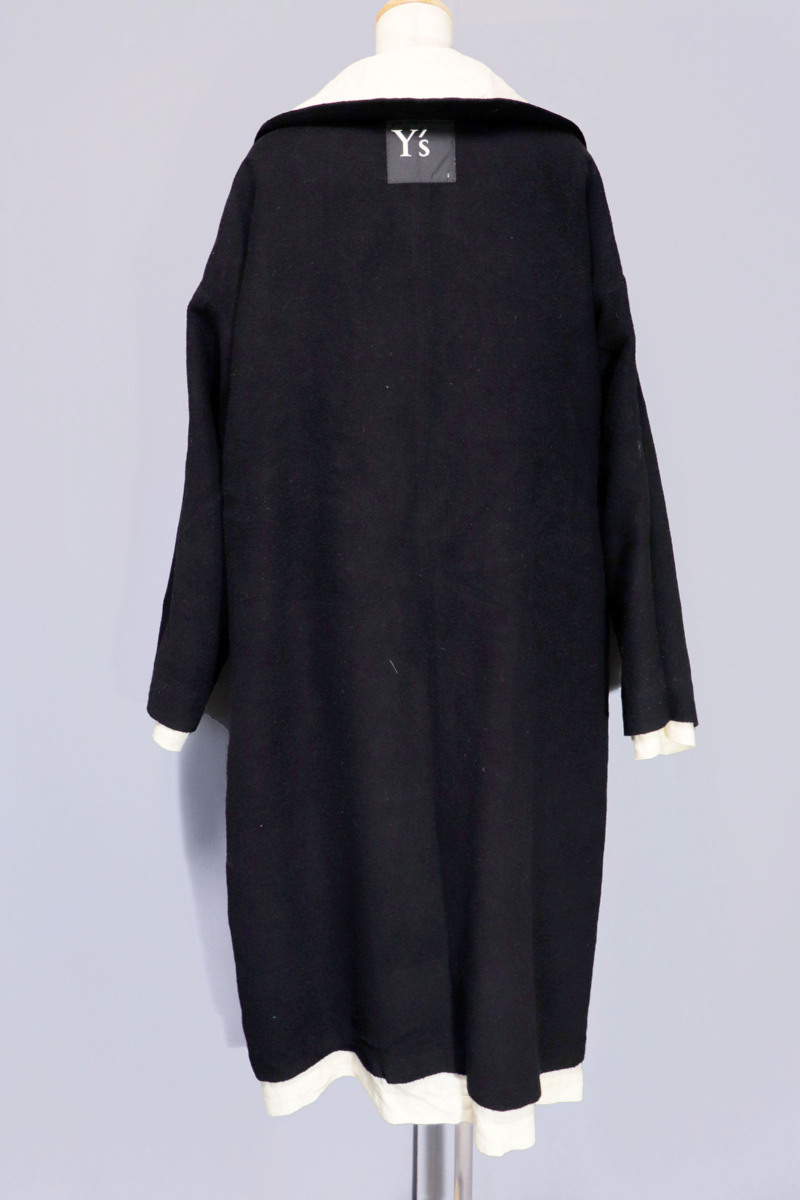 Y’s リバーシブル ロングコート ☆訳有美品☆Y'sワイズ/ヨウジヤマモト/リバーシブルロングコート：1/黒×
