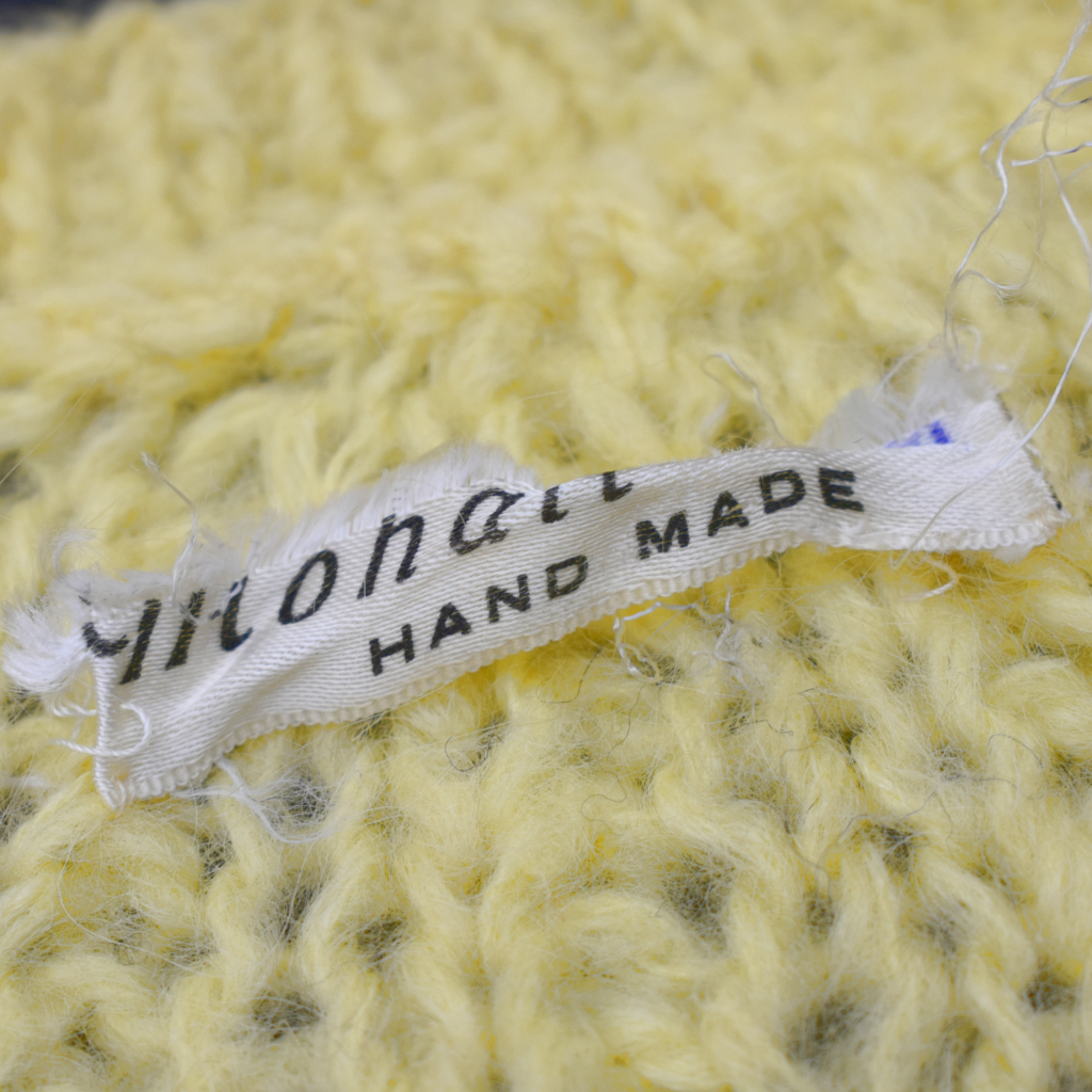 60s ビンテージ Mohair モヘア セーター ローゲージ HANDMADE イエロー size.S程