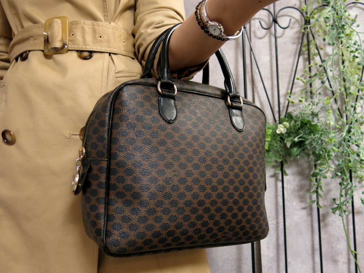 CELINE セリーヌ マカダム ブラゾン型押し ブラウン PVC ショルダー 