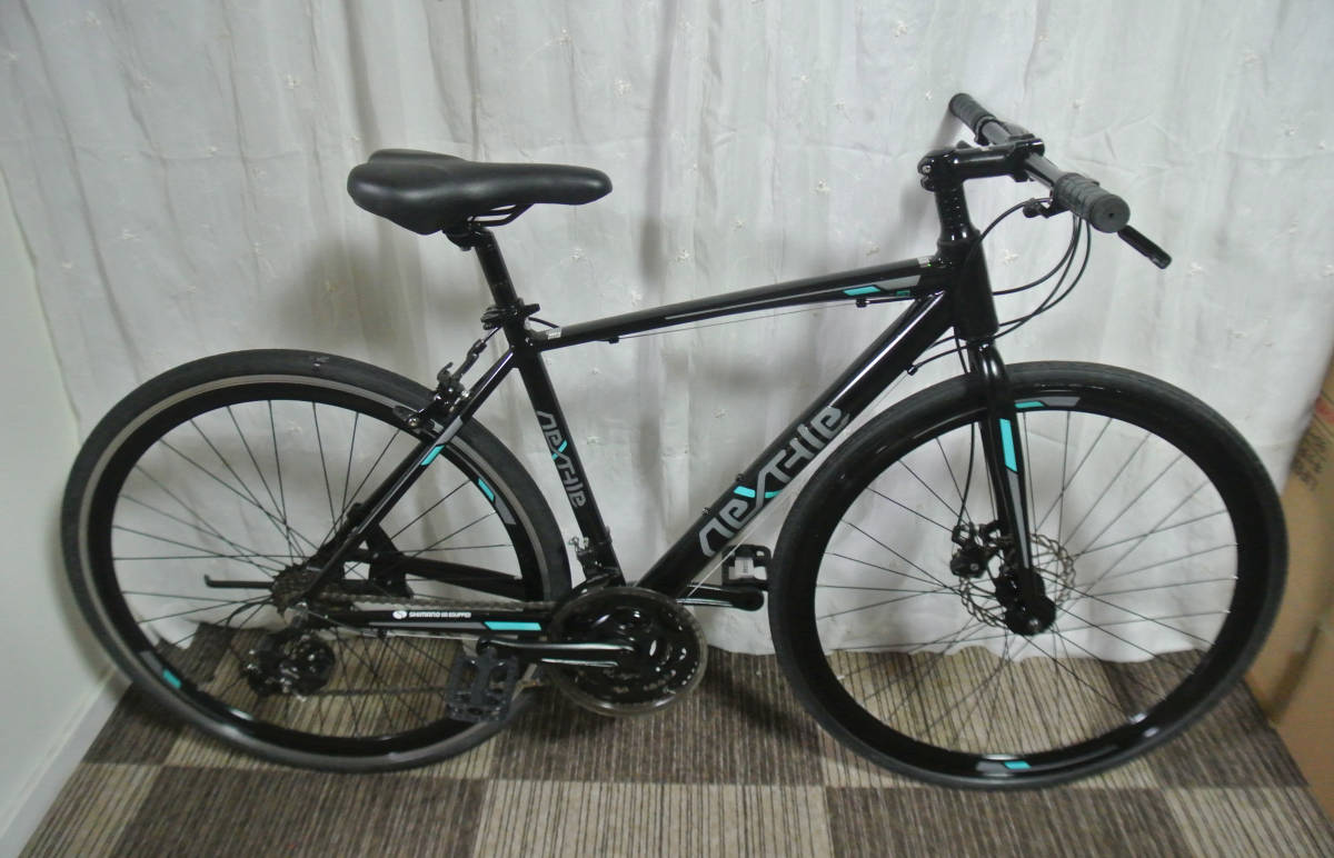 Gravel ☆ road 1円～NEXTYLE※ ディスク式 軽快クロス 21段 黒色 Bike 