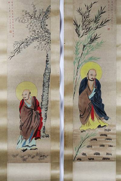 三渓堂 名家弘一法師字画 僧侶図 掛け軸一対 175cm E5388(その他)|売買されたオークション情報、yahooの商品情報をアーカイブ ...