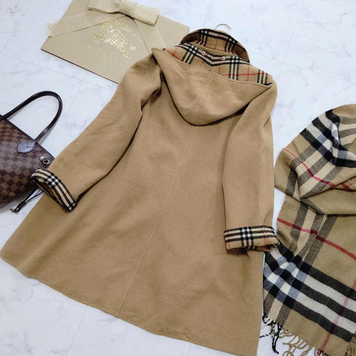 BURBERRY バーバリーロンドン ウールコート ロングコート フード付き 