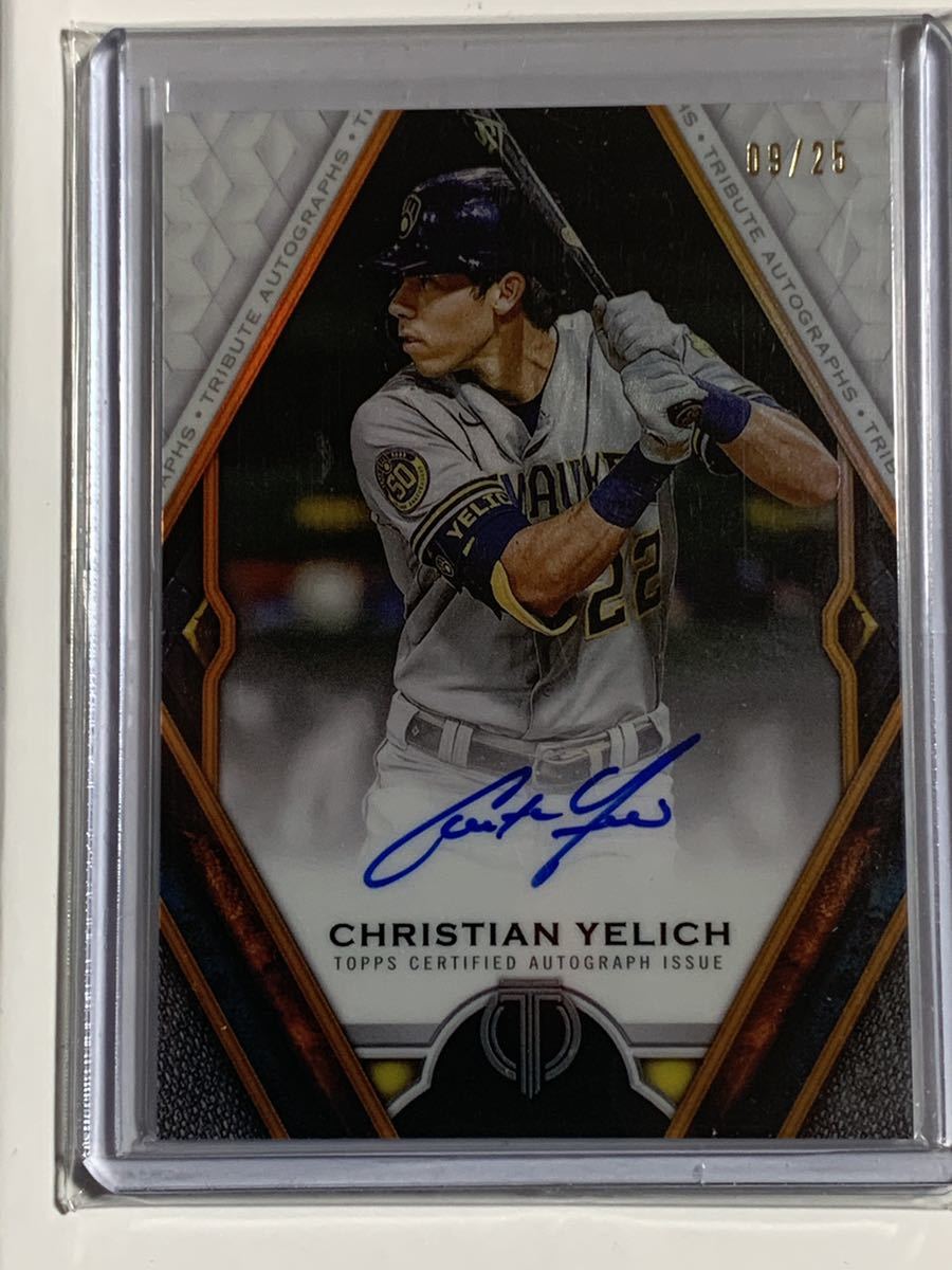 Christian Yelich 2021 Topps Tribute Orange Auto /25 直書き 