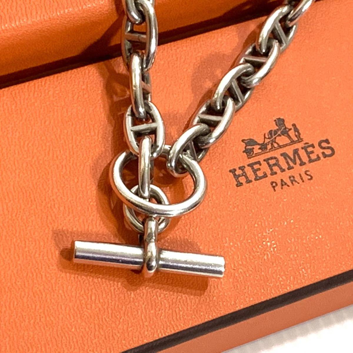 本物 エルメス HERMES ビンテージ シェーヌダンクル シルバー 