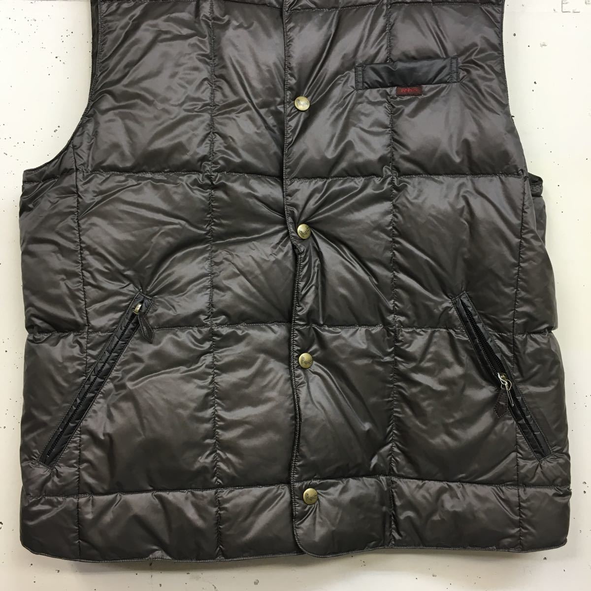 パパス ダウンベスト ナイロンタフタ チェック柄 PaDD オレンジ 美品