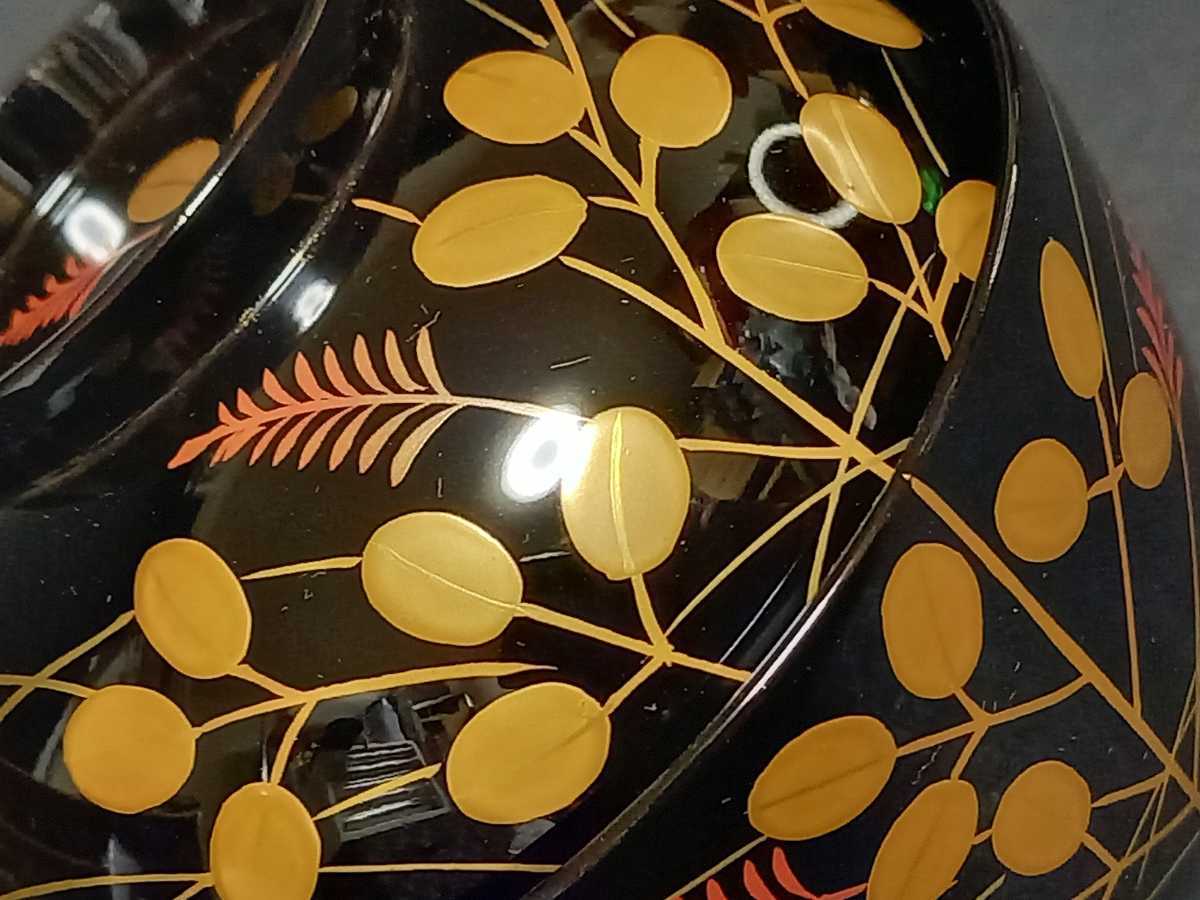 120905 極上 未使用 山中漆器 塗師 要明漆仙 金彩萩蒔絵 玉子型 吸物椀 